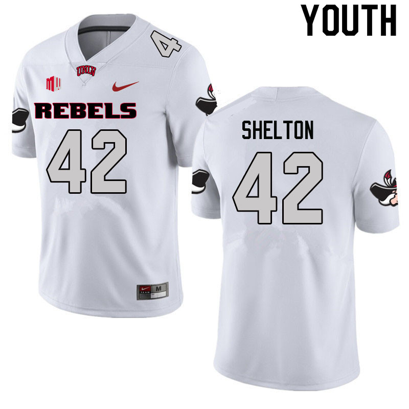 Youth #42 Elijah Shelton UNLV Rebels College Football Jerseys Sale-White - Click Image to Close